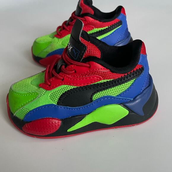 Puma RS-X3 Tailored AC Toddler Sneakers 5C “Red / Green / Black” Style 373718-01 - Picture 5 of 7
